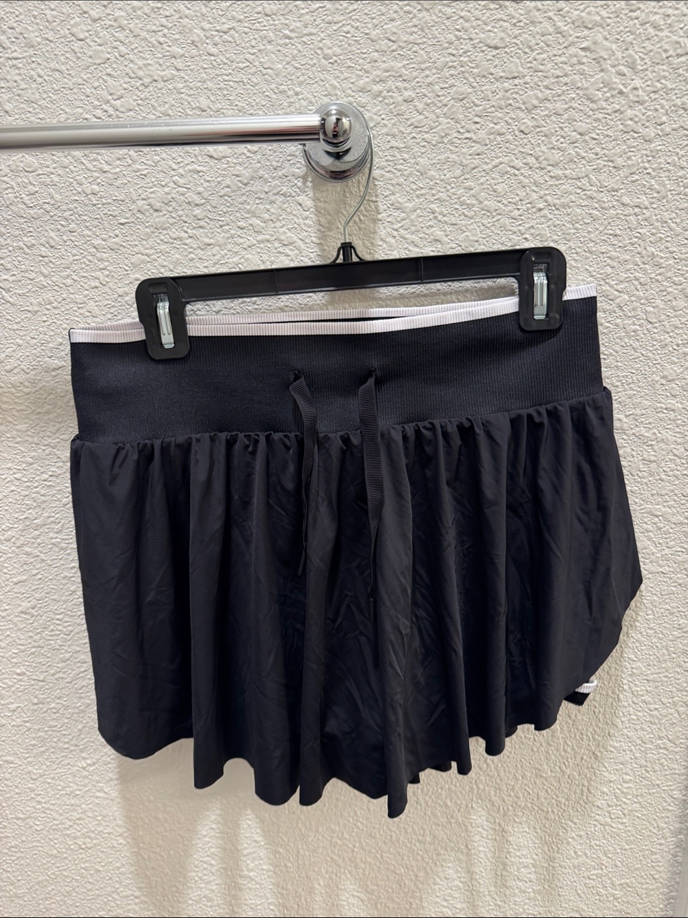 Black Athletic Skort with Drawstring Waist